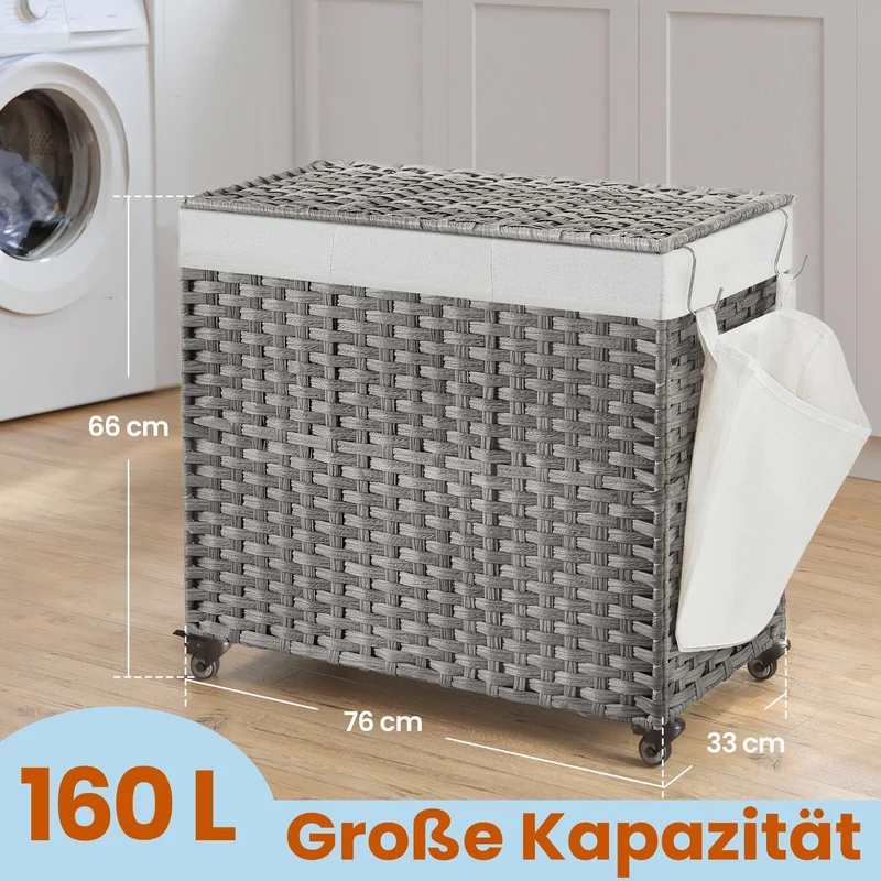 140 L handgeflochtener Wäschekorb aus Polyrattan