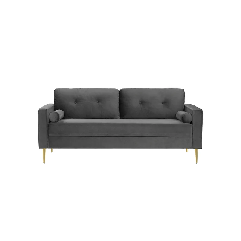 Sofa mit Samtbezug und Metallbeinen