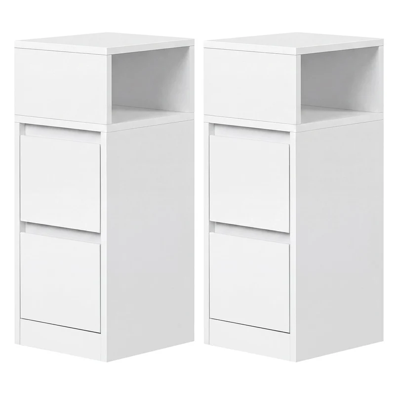 Schmaler Nachttisch mit 2 Schubladen