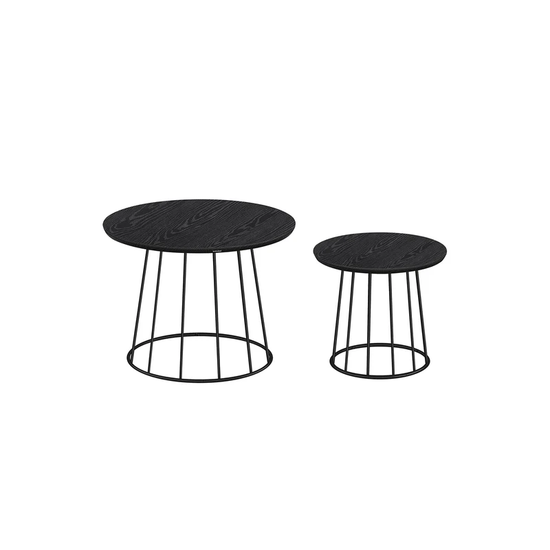 Couchtisch 2er Set mit Stahlgestell ebenholzschwarz