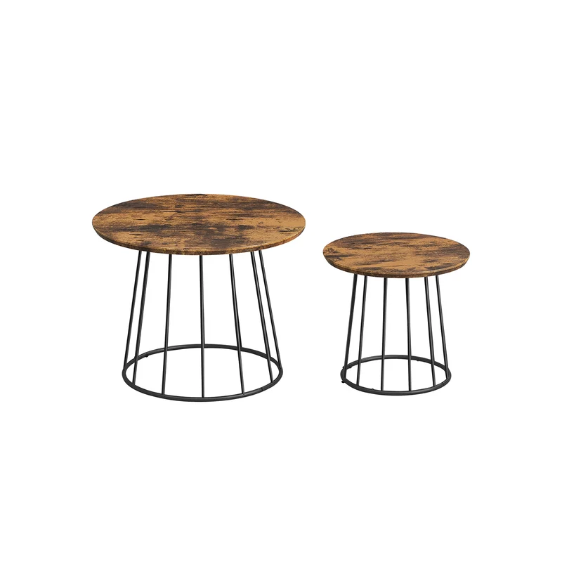 Couchtisch 2er Set mit Stahlgestell ebenholzschwarz