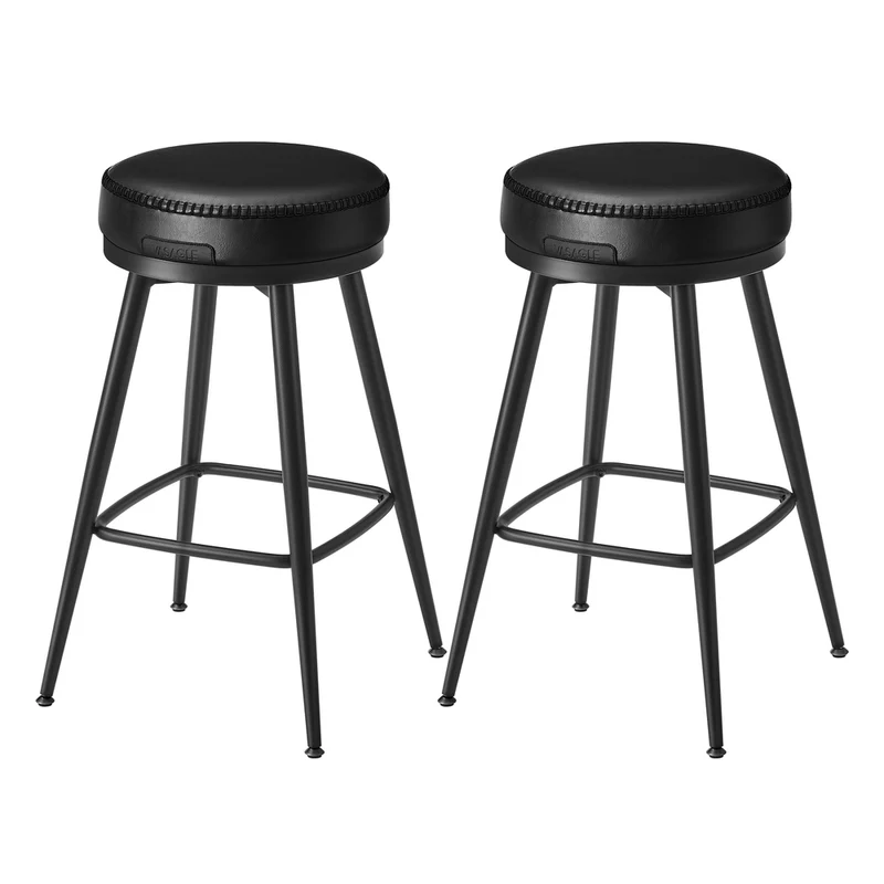 Barhocker 2er Set 65 cm hoch tintenschwarz