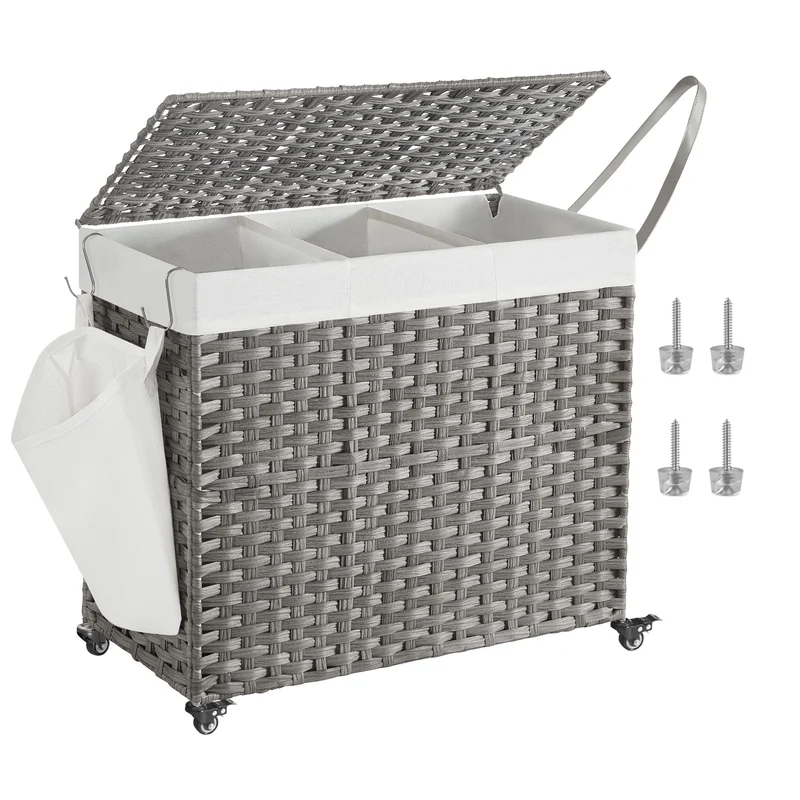 Handgeflochtener Wäschekorb aus Polyrattan