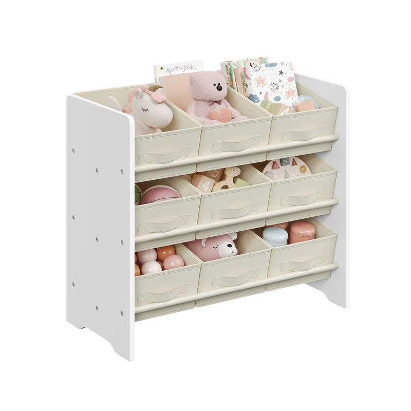 Kinderregal mit 9 Aufbewahrungsboxen aus Vliesstoff