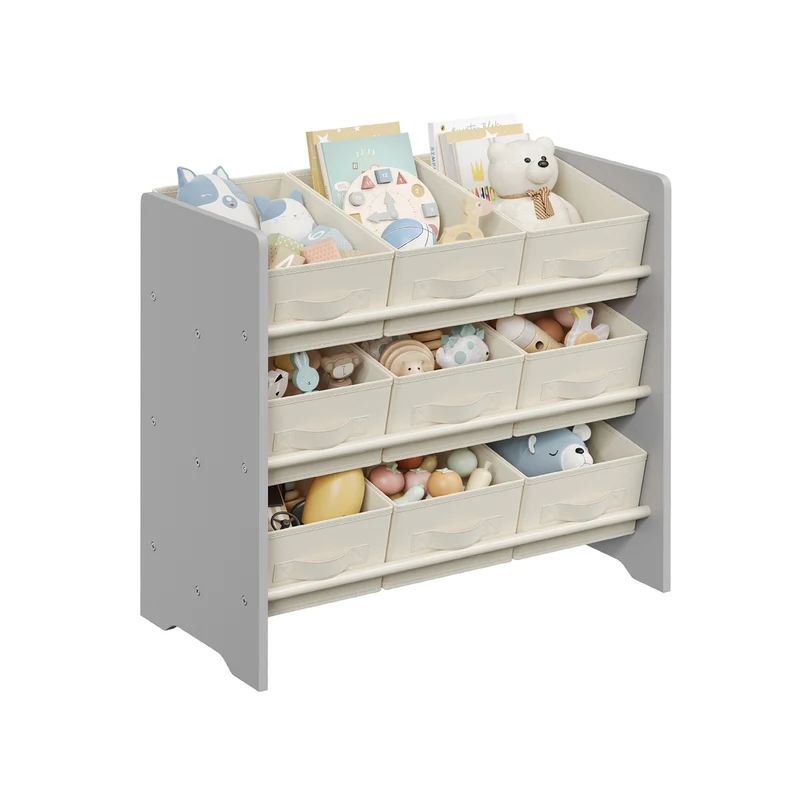 Kinderregal mit 9 Aufbewahrungsboxen aus Vliesstoff