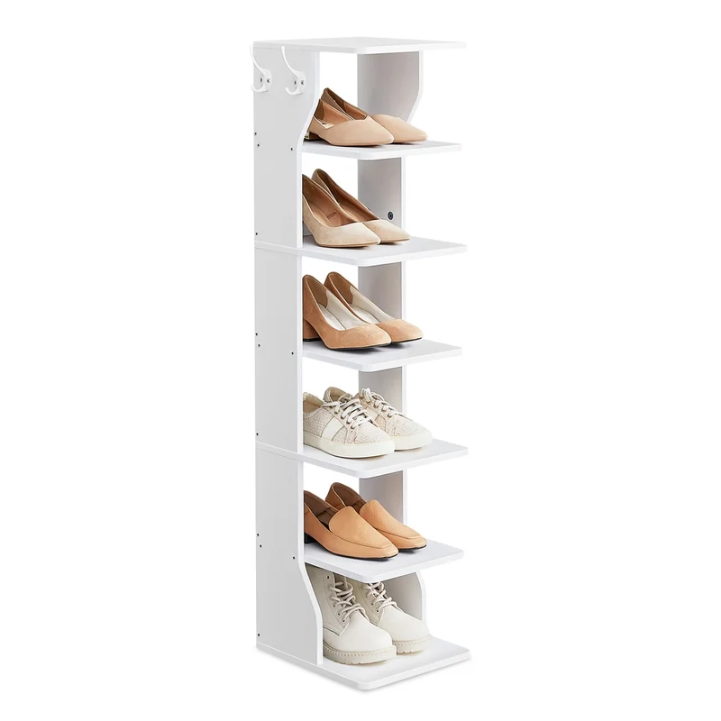 Schuhregal schmal mit 6 Ebenen weiß