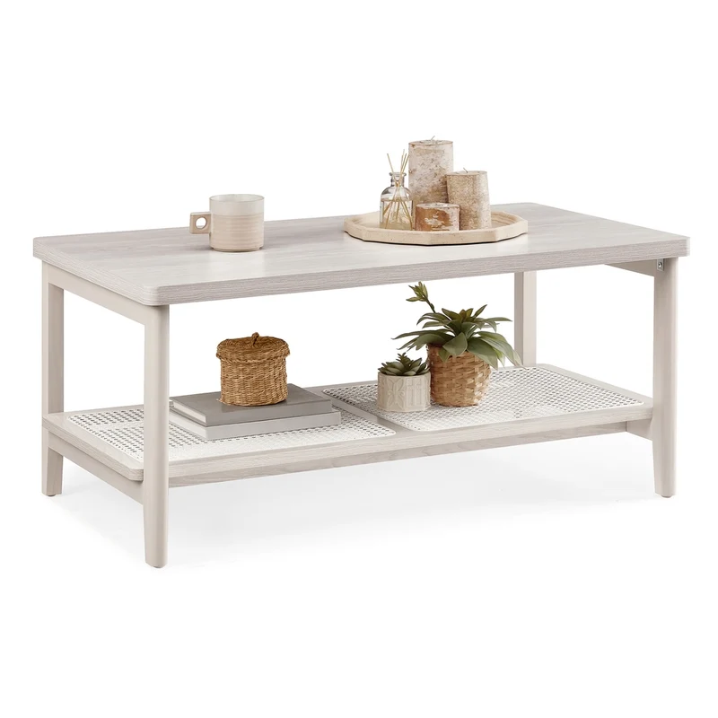 Couchtisch 2 Ebenen mit Stauraum Boho-Stil