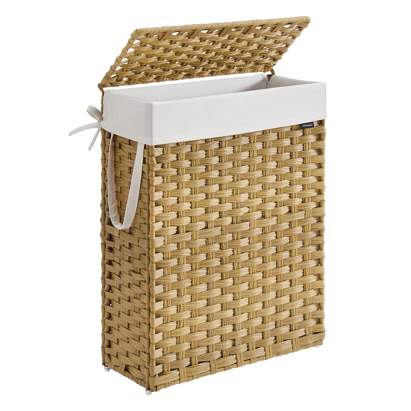 Wäschekorb aus synthetischem Rattan mit Deckel