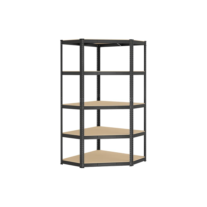 Eckregal bis 875 kg belastbar tintenschwarz-naturbeige
