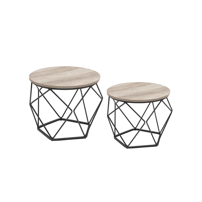 Couchtisch rund mit abnehmbarer Platte 2er Set