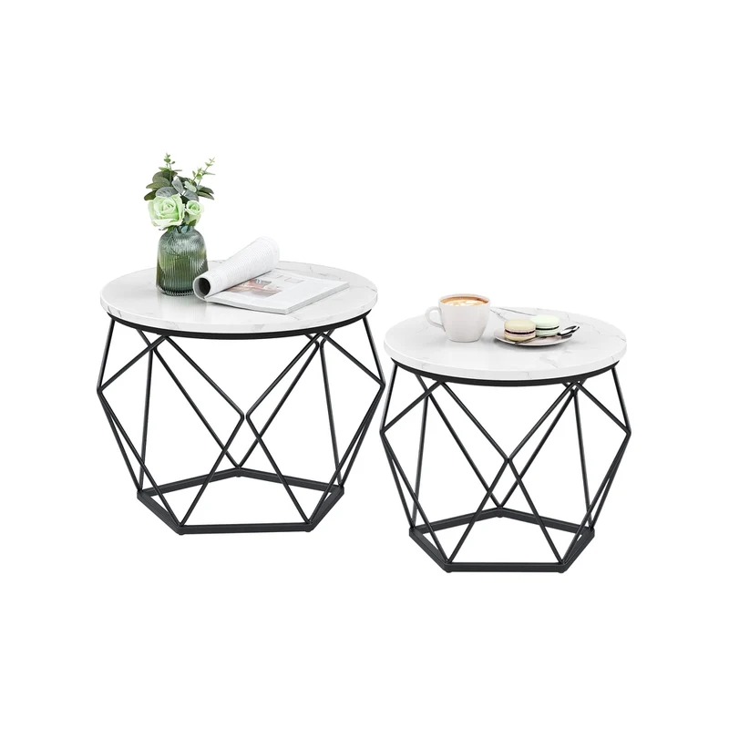Couchtisch rund mit abnehmbarer Platte 2er Set