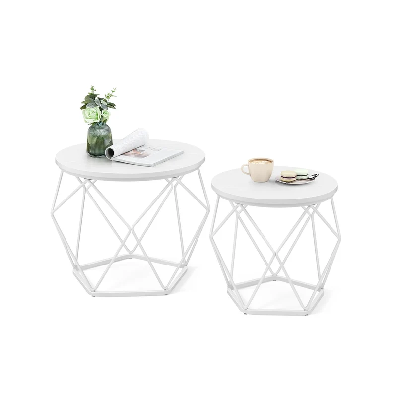 Couchtisch rund mit abnehmbarer Platte 2er Set