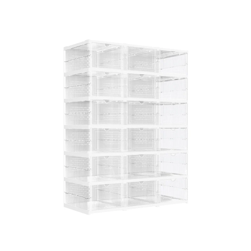 Schuhschrank mit 6 Schuhboxen transparent-tintenschwarz