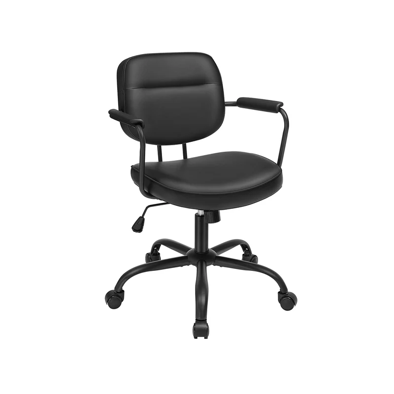 Bürostuhl aus PU mit Armlehnen tintenschwarz