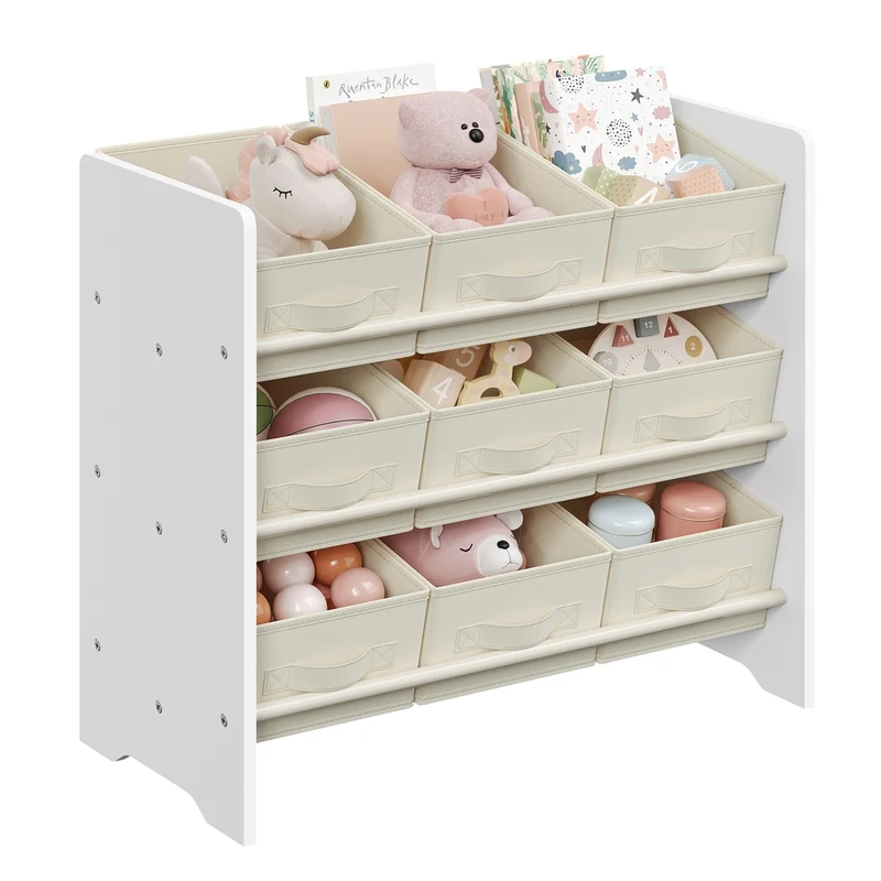 Kinderregal mit 9 Aufbewahrungsboxen aus Vliesstoff