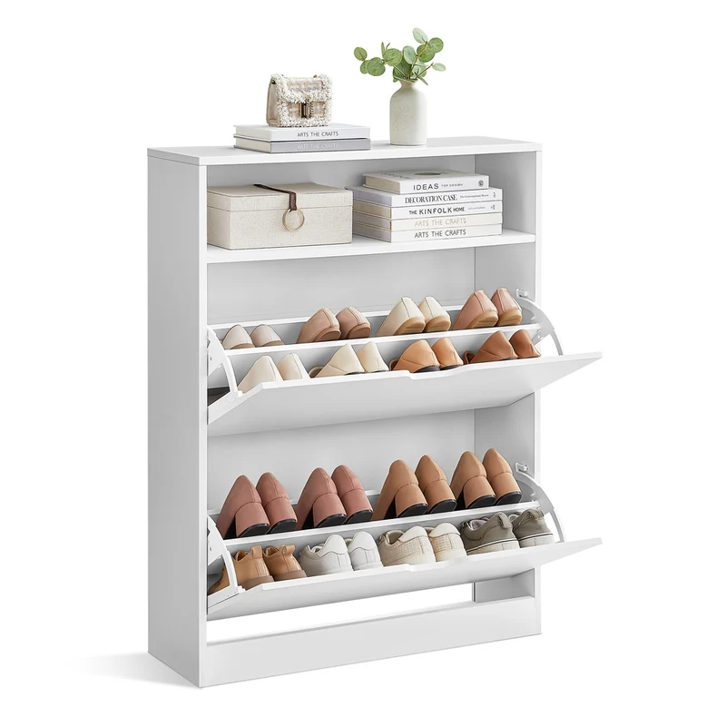 Schuhschrank 2 Klappen offenes Fach