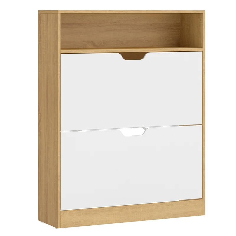Schuhschrank 2 Klappen offenes Fach