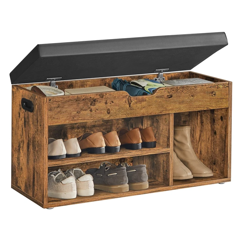 Schuhbank mit 3 Fächern und Sitzkissen