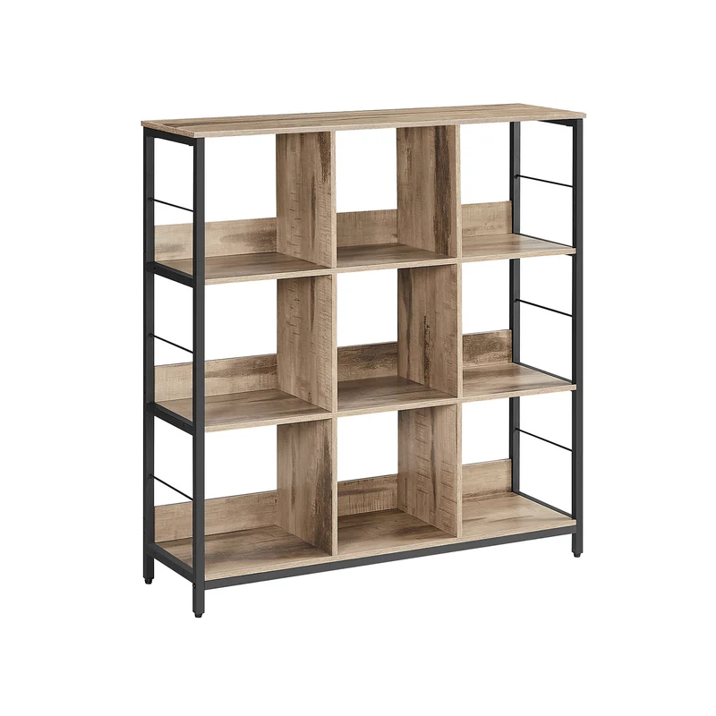 Regal mit 3 Ebenen für Wohnzimmer vintagebraun-schwarz