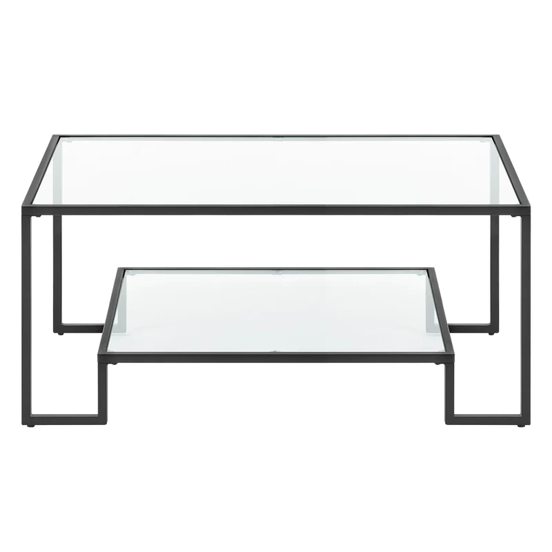 Couchtisch aus Hartglas mit Stahlgestell