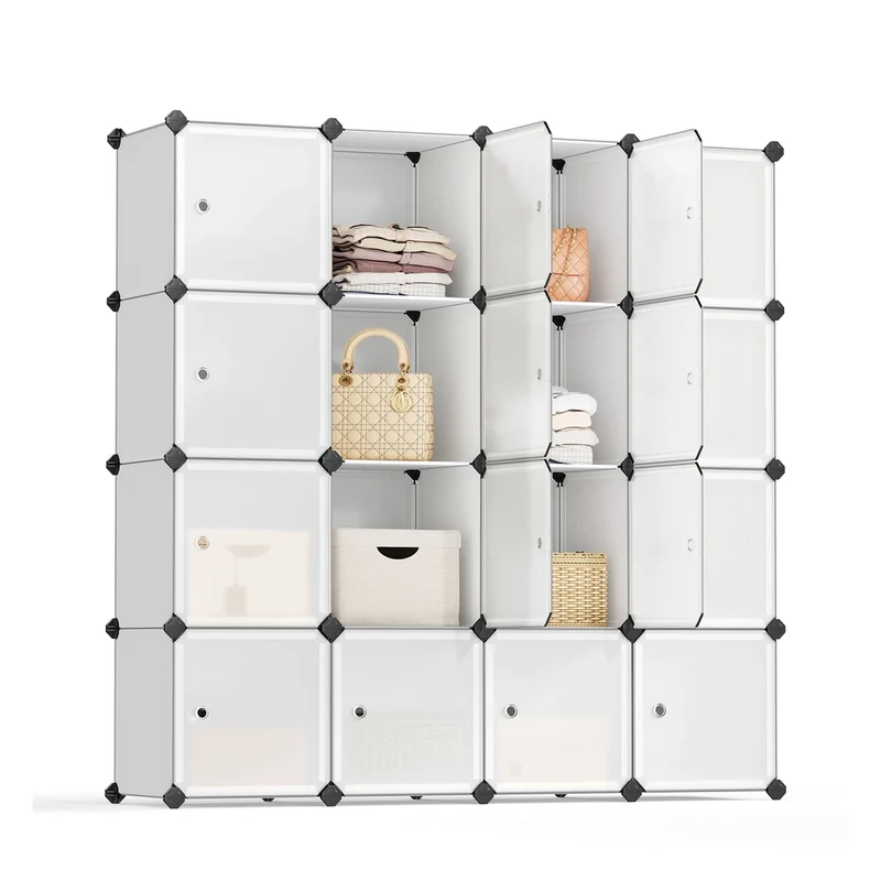 Kleiderschrank aus Kunststoff mit Steckregal