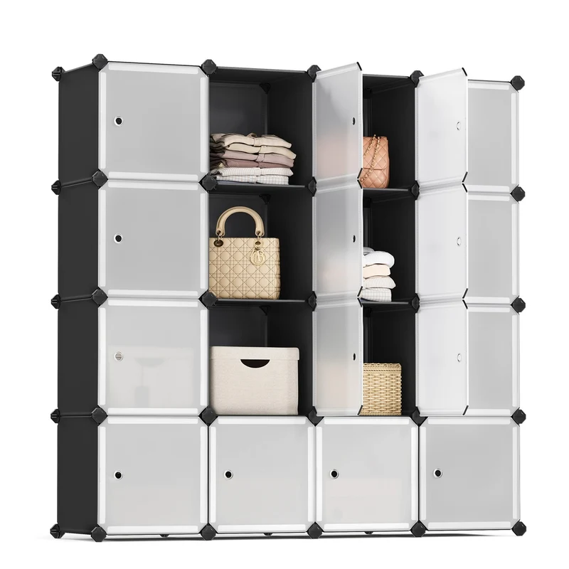 Kleiderschrank aus Kunststoff mit Steckregal
