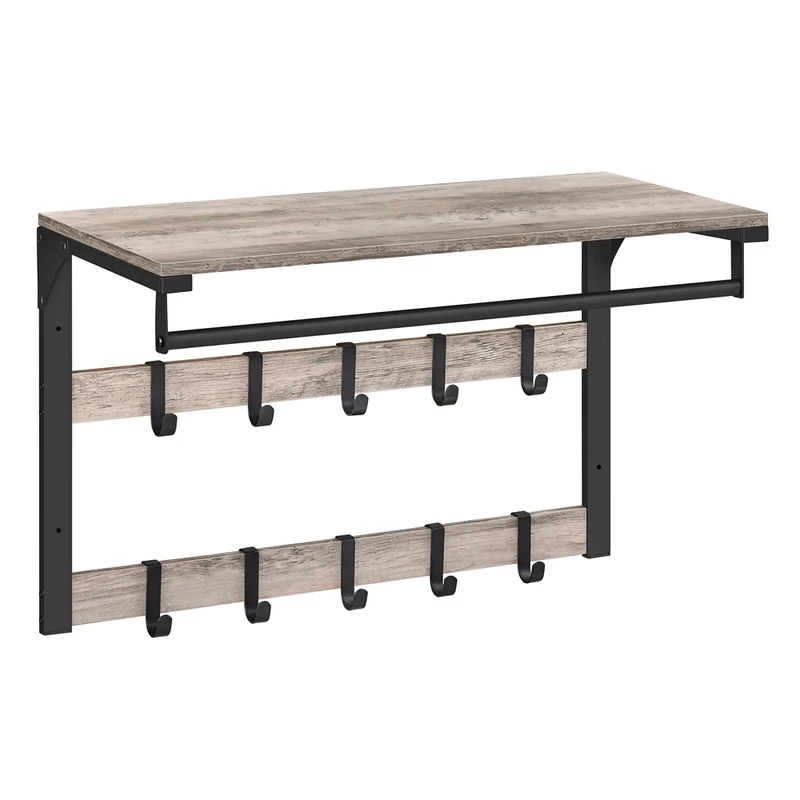 Wandgarderobe mit Ablage und 10 abnehmbaren Haken