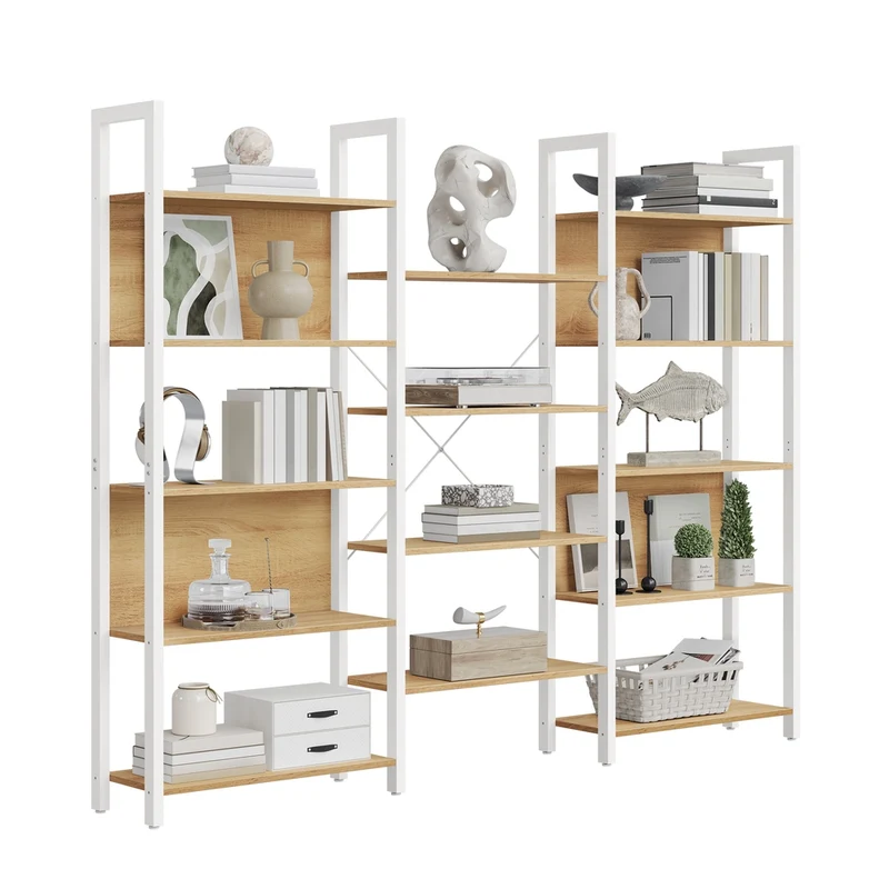 Bücherregal mit 14 Ablagen und Metallrahmen