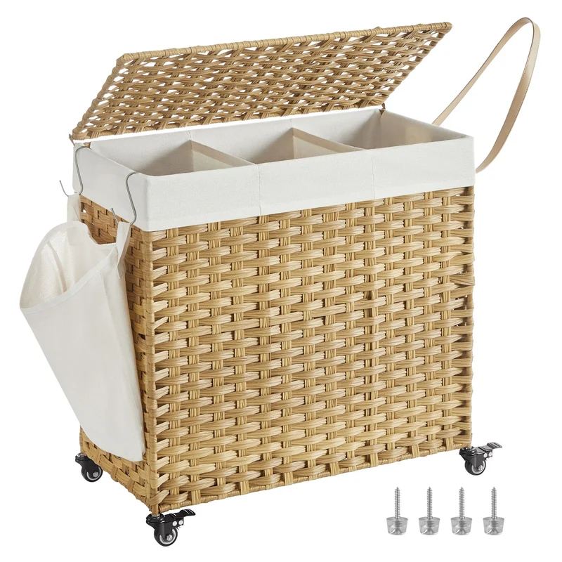 Handgeflochtener Wäschekorb aus Polyrattan