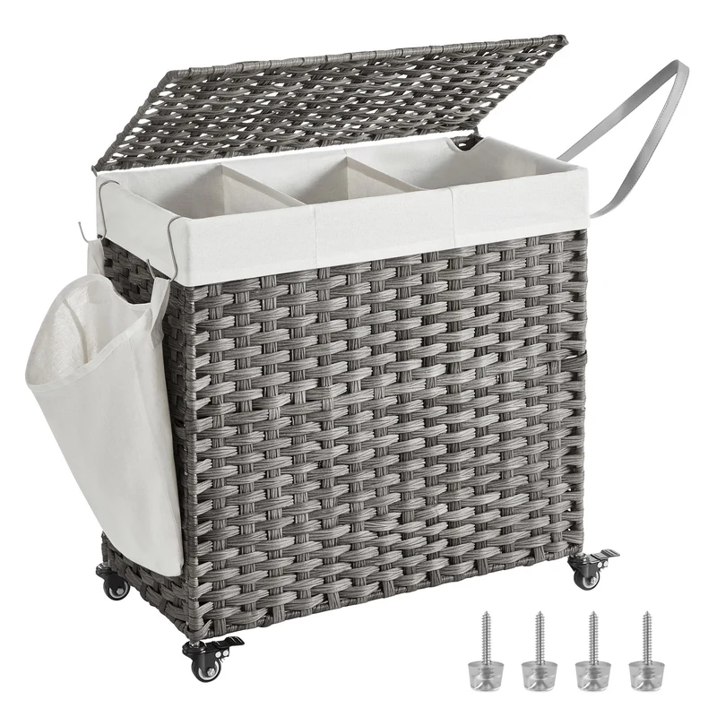 Handgeflochtener Wäschekorb aus Polyrattan
