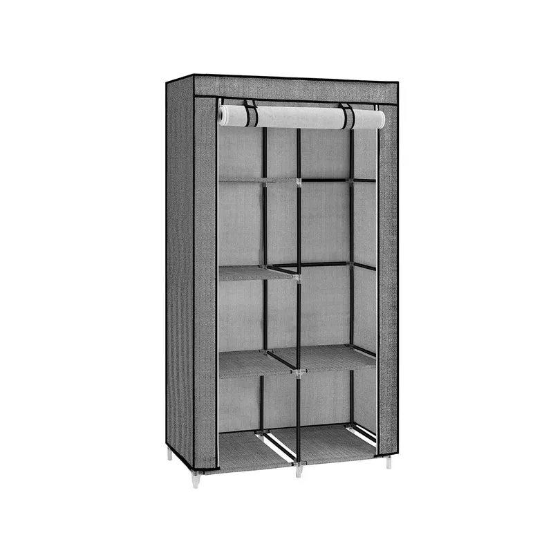 Stoffschrank Metallrohre Grau
