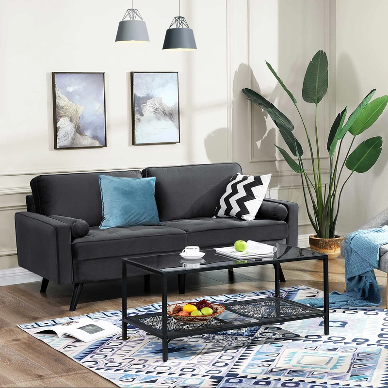 Sofa 3 Sitzer mit Bezug aus Samt