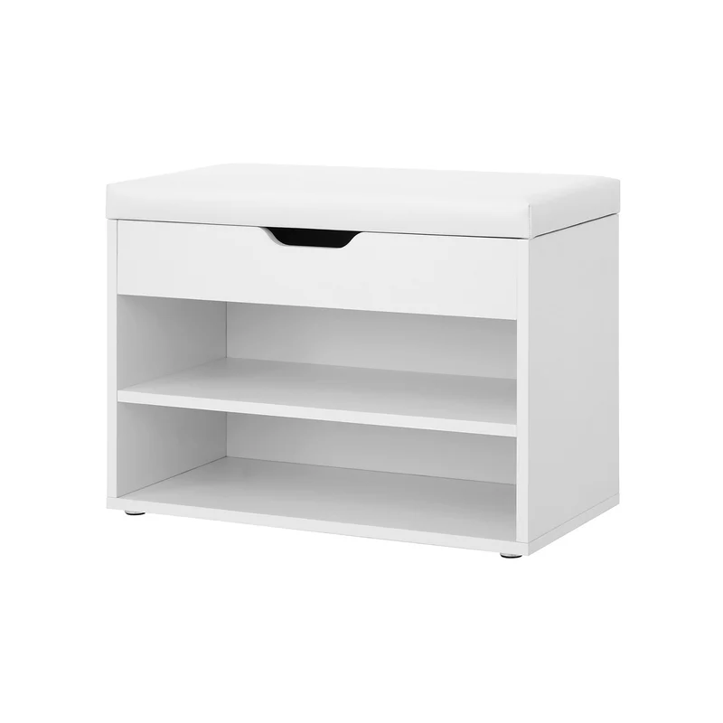 Gepolsterte Schuhbank 2 Fächer Weiß