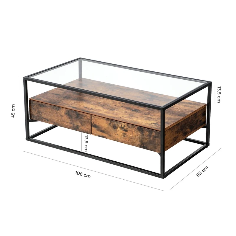 Industrie-Design Couchtisch Glas