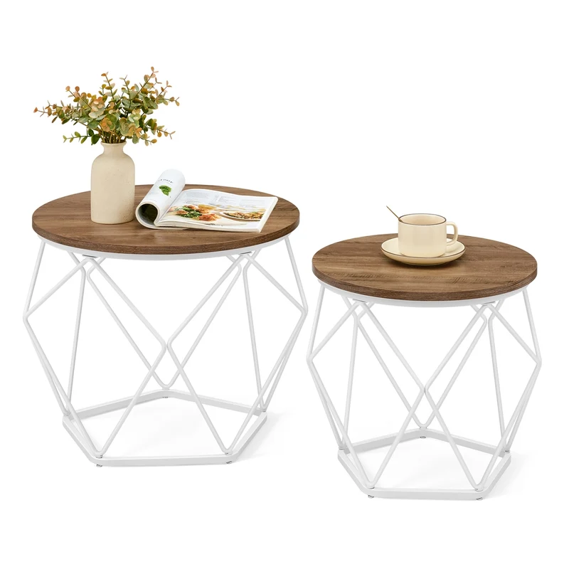 Couchtisch rund mit abnehmbarer Platte 2er Set