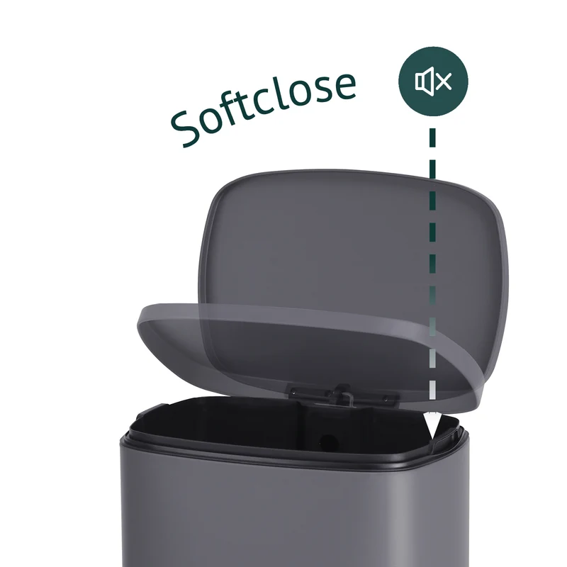 B-Ware TQ50 Mülleimer 50 Liter Grau