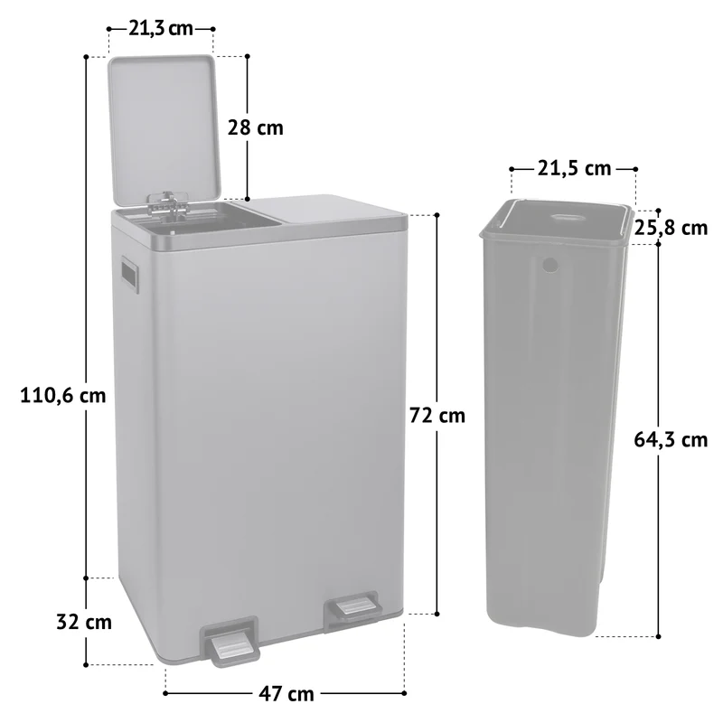TMH2X30 Mülleimer Weiß