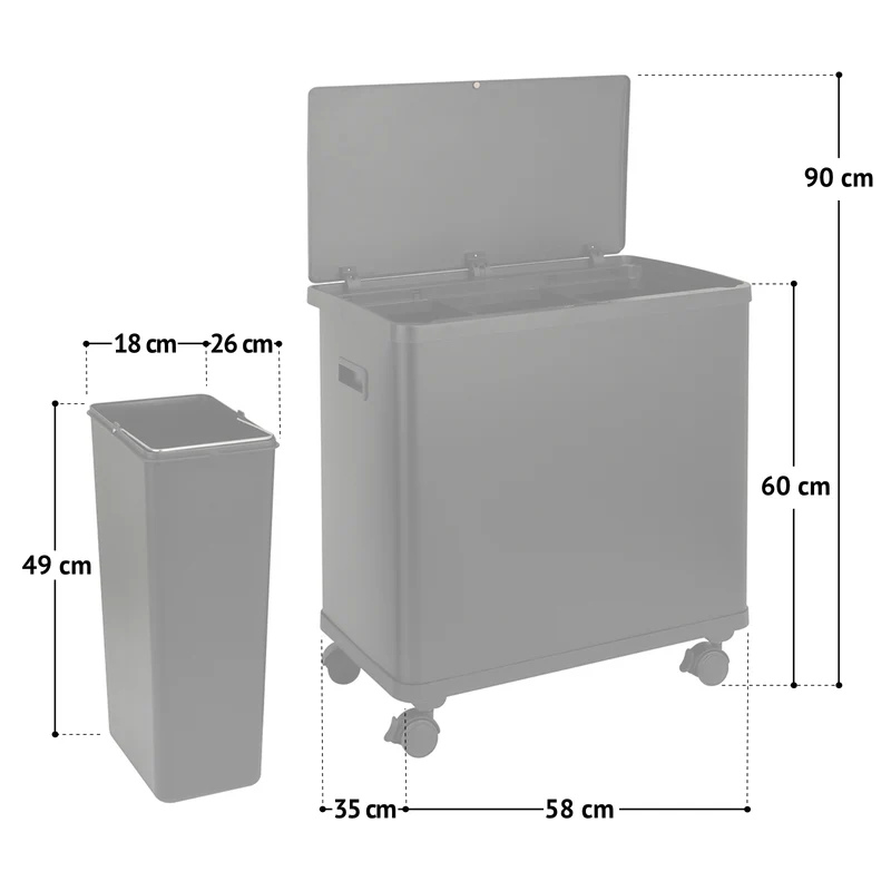 B-Ware SR3X18 Mülleimer 54L Taupe