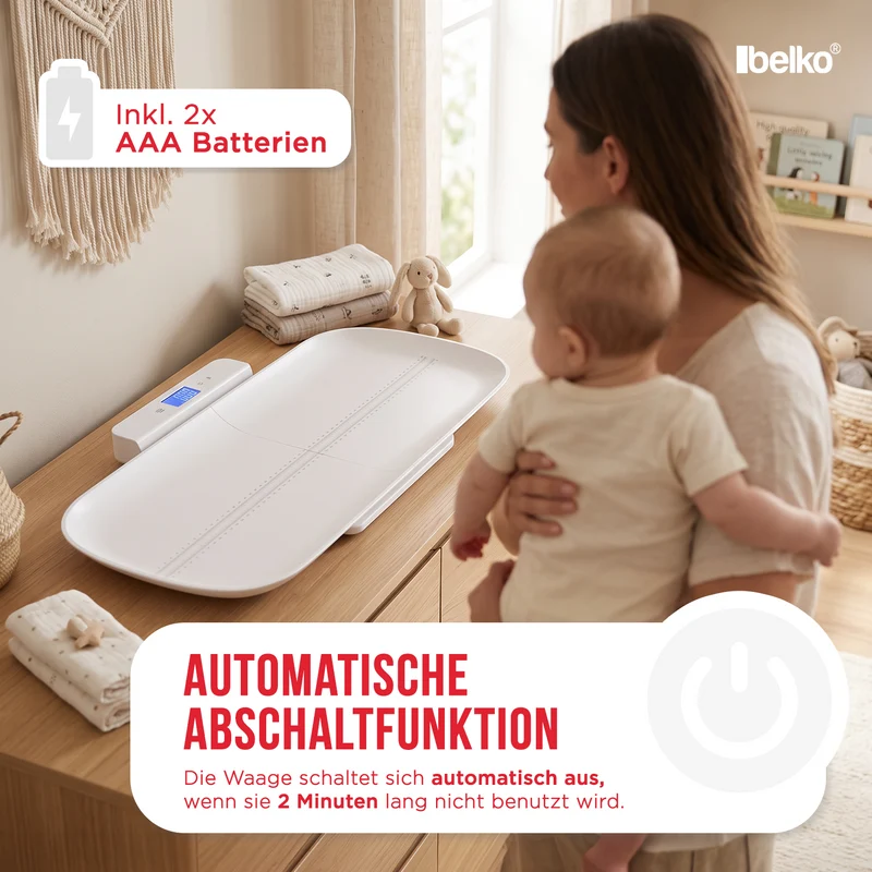 Belko® 3in1 Babywaage Plus digital 3in1 mit App - Personen- und Tierwaage 150 kg