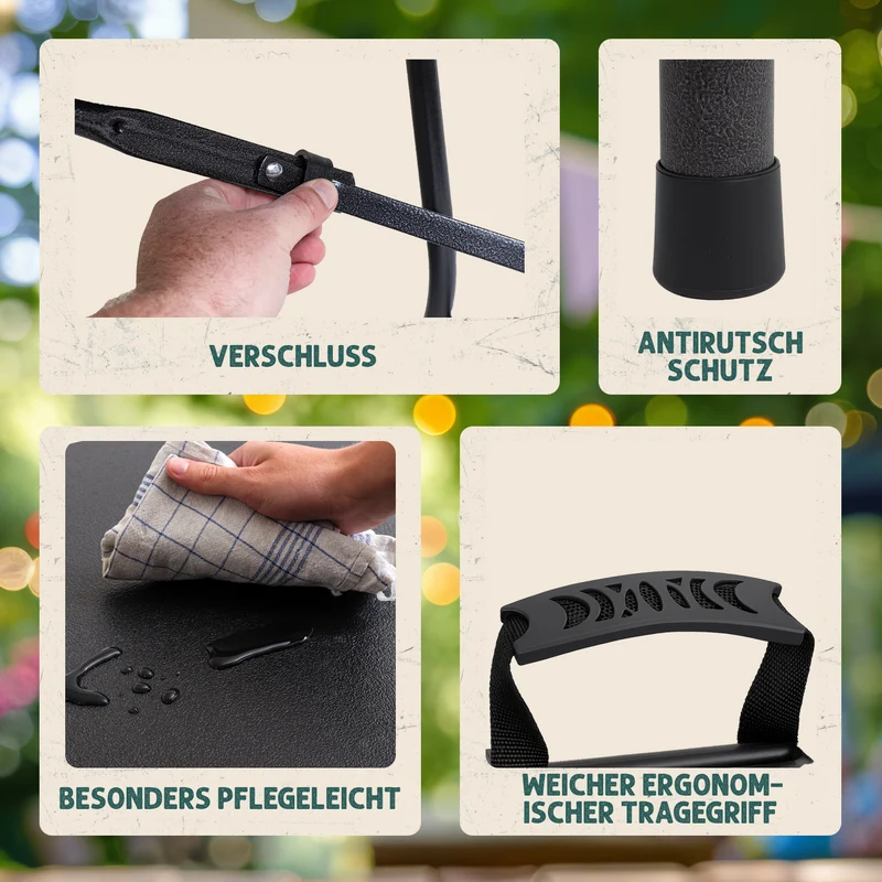 Devillo® Bierzeltgarnitur 3-teilig klappbar – Tisch + 2 Bänke – wetterfest – in Anthrazit, Weiß oder Rattanoptik