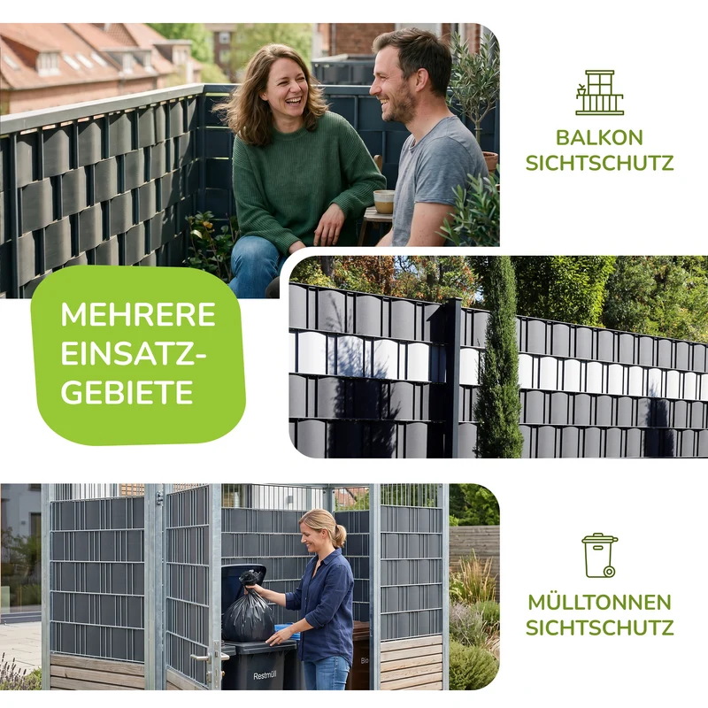 Fepro® PVC Sichtschutzstreifen für Doppelstabmattenzaun, inkl. Befestigungsclips (Farben & Längen wählbar)