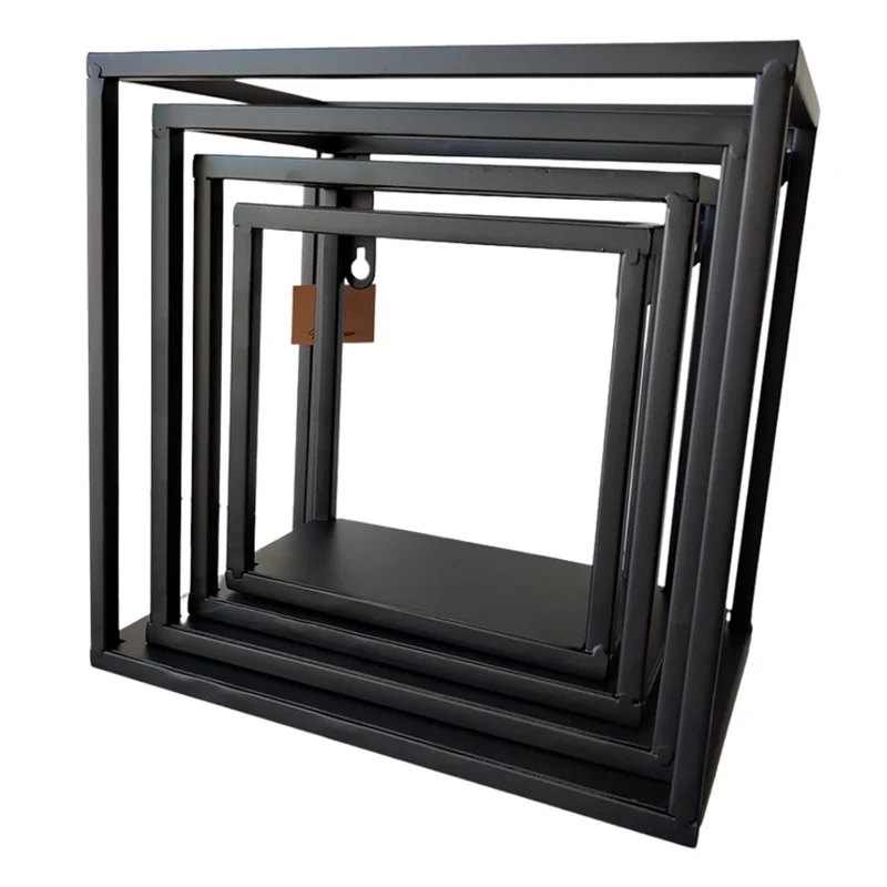Wandregal aus Metall l Metallregal l 4er Set l Schwarz