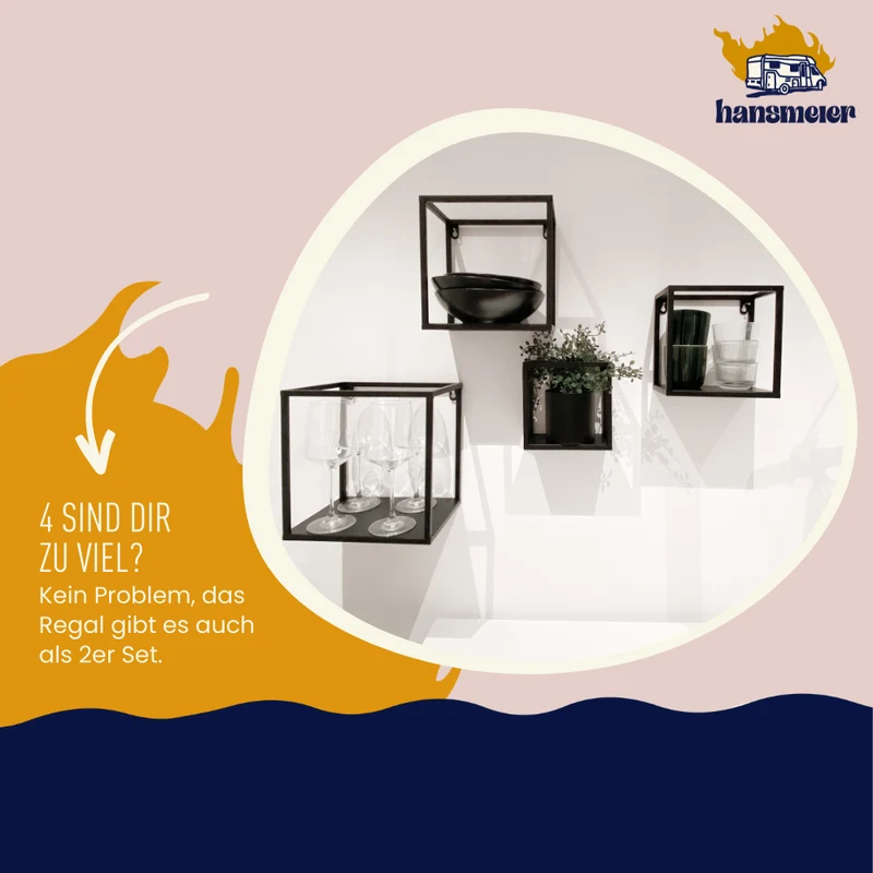 Wandregal aus Metall l Metallregal l 4er Set l Schwarz