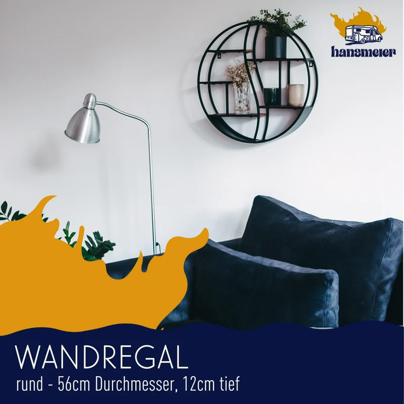 Wandregal aus Metall | Durchmesser 56cm, 12cm Tiefe