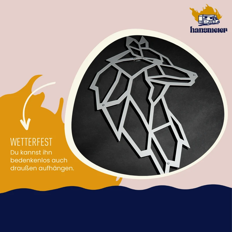 Wanddeko aus Metall | 38 x 55 cm | Wolf Silber
