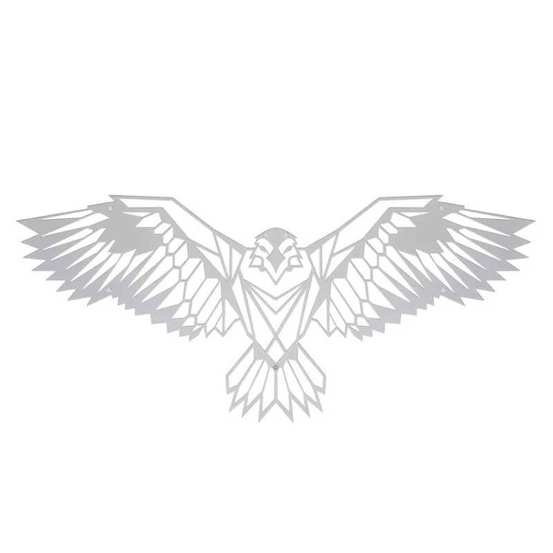 Wanddeko aus Metall | 80 x 35 cm | Adler Silber