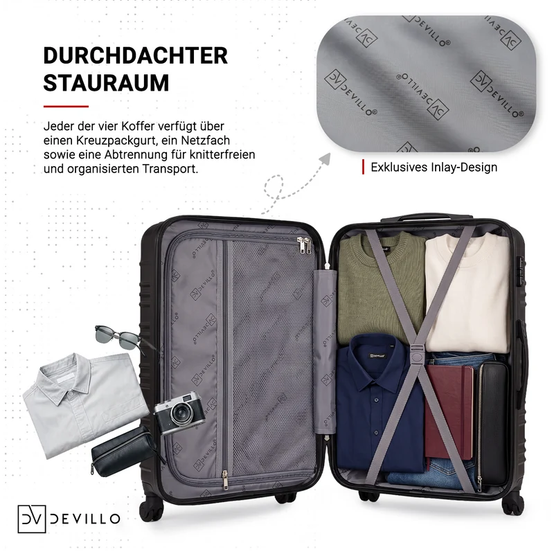 Devillo® Kofferset 4tlg. S-M-L-XL - Reisekofferset