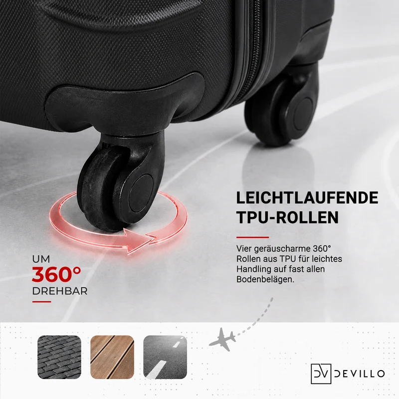 Devillo® Kofferset 4tlg. S-M-L-XL - Reisekofferset