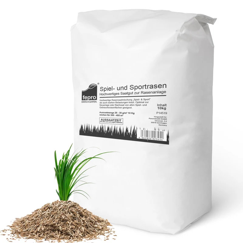 Fepro® Rasensamen Sport und Spiel schnellkeimend, dürreresistent, robust, tiefgrün, ideal für Neuansaat und Nachsaat, (Menge wählbar)