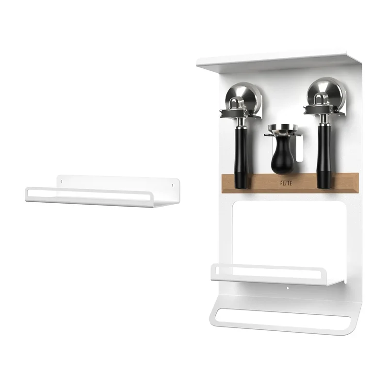 FLATE® Barista Rack + Universal Shelf Bundle (Weiß)
